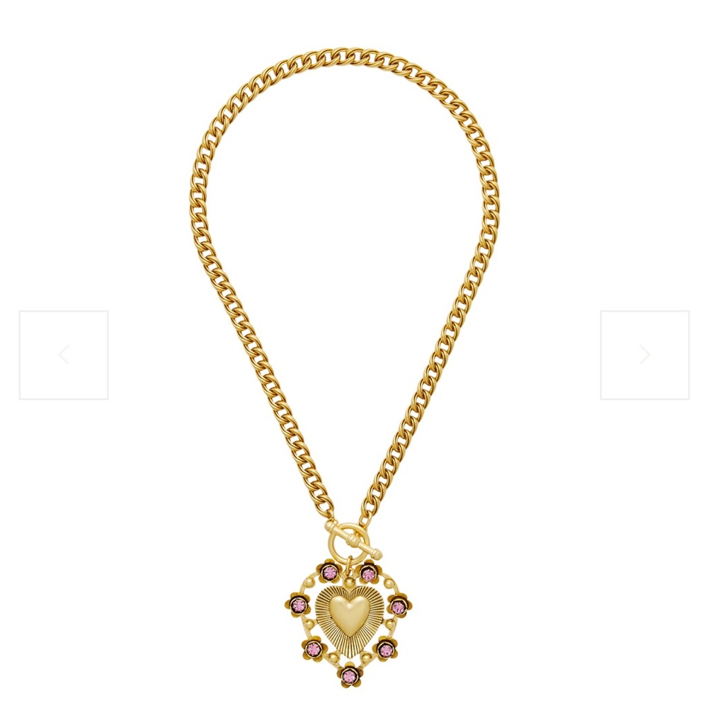 Brinker & Eliza Adele Gold Heart pink rhinestone Pendant Necklace